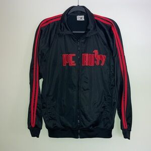 Peru Track Jacket Athletic Zip Up Black Red Soccer Sweater Top Llama Medium